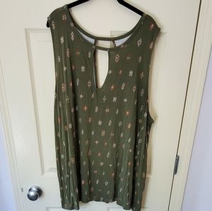 Sleeveless swing super soft tee keyhole neckline